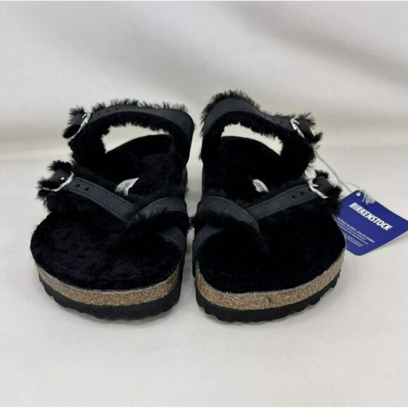 Birkenstock Mayari Shearling Lined Sandals Black Women’s Size 7 / EUR Size 38 - Picture 3 of 7